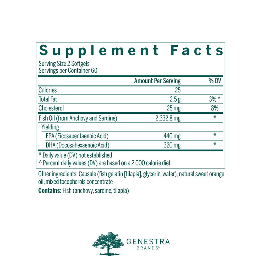 Genestra Brands Super EFA softgels close-up showing convenient daily omega-3 for heart and brain health