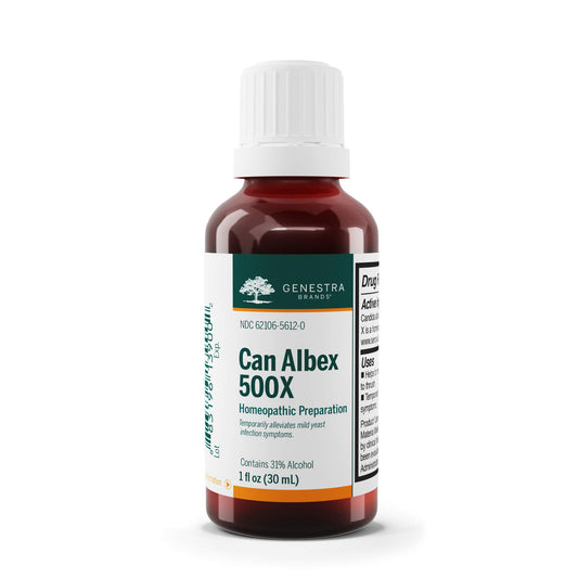 Genestra Can Albex 500X bottle front view for easy product recognition.