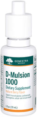 Genestra D-Mulsion 1000 bottle front view; berry vitamin D drops for daily immune support