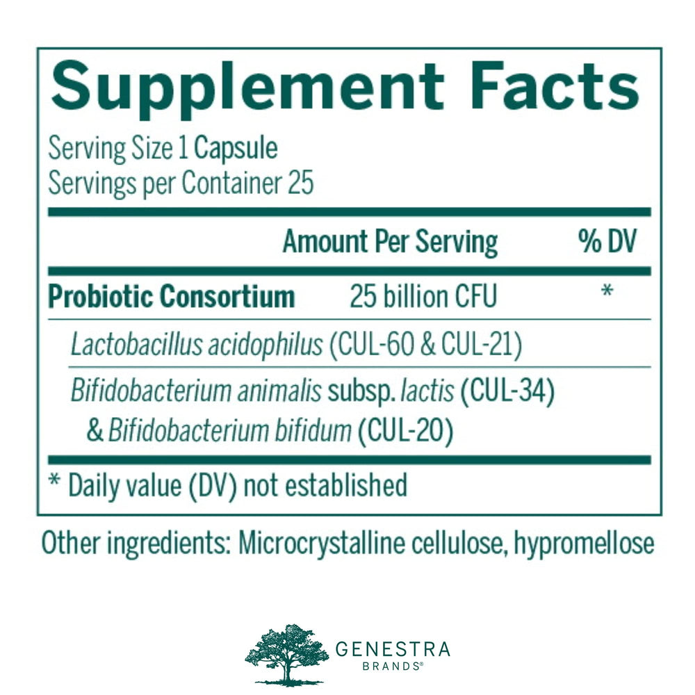 Genestra HMF Intensive capsule close-up highlighting high CFU per serving