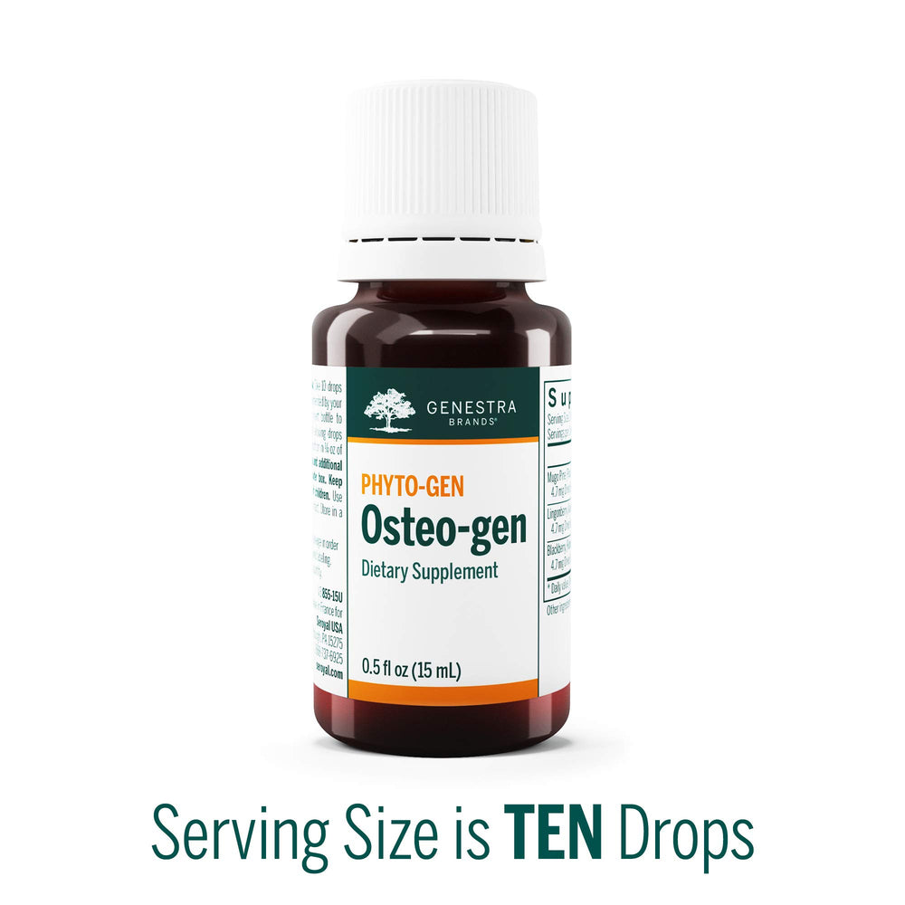 Genestra Osteo-gen blackberry bottle suggests naturally rich antioxidants and flavor.