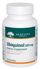 Genestra Ubiquinol 100 mg bottle with antioxidant support label.