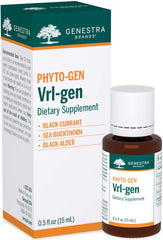 Genestra VRL-GEN bottle front showing black currant blend for digestive support