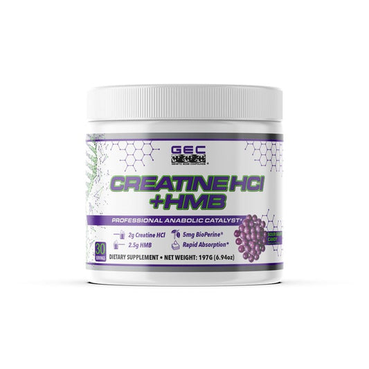 Genetic Edge Creatine HCl + HMB bottle highlights a clean recovery formula