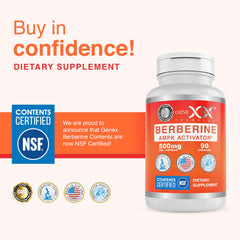 Close-up image of Berberine HCl 500mg capsules demonstrating strength.