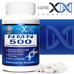 Genex Formulas NMN 500mg bottle stored in a cool dry place preserves quality.