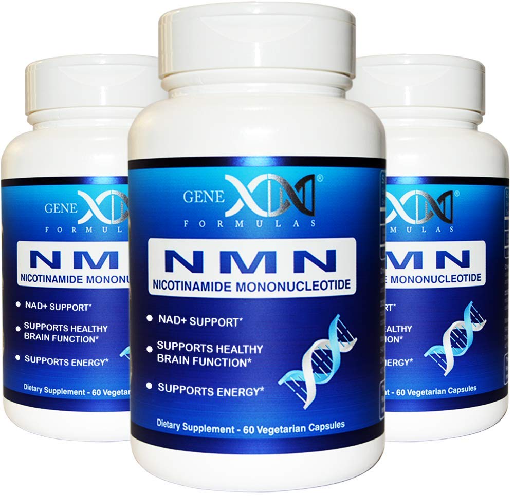 Genex Formulas NMN bottle on a shelf with durable, shelf-stable packaging.