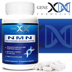 Genex Formulas NMN capsules with a glass of water for daily use.