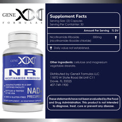 Genex Formulas NR capsules close-up demonstrating easy-to-swallow form