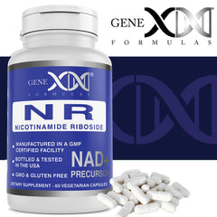 Genex Formulas NR gluten-free non-GMO claim on label