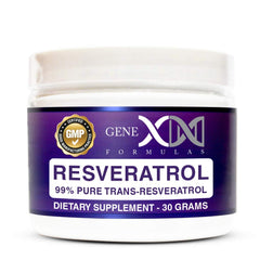 Genex Trans-Resveratrol powder jar—sturdy packaging preserves freshness.