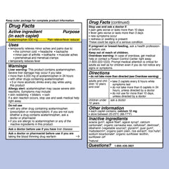 Genexa Clean Acetaminophen 500mg age-12-plus use graphic signals family-friendly relief.