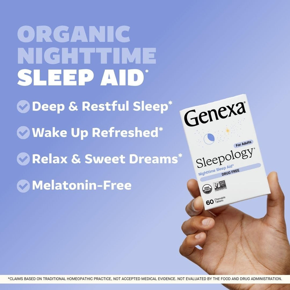 Genexa Sleepology vanilla lavender chewable tablet close-up for easy use