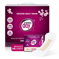 Genial Day cotton panty liner for soft comfort and daily freshness.