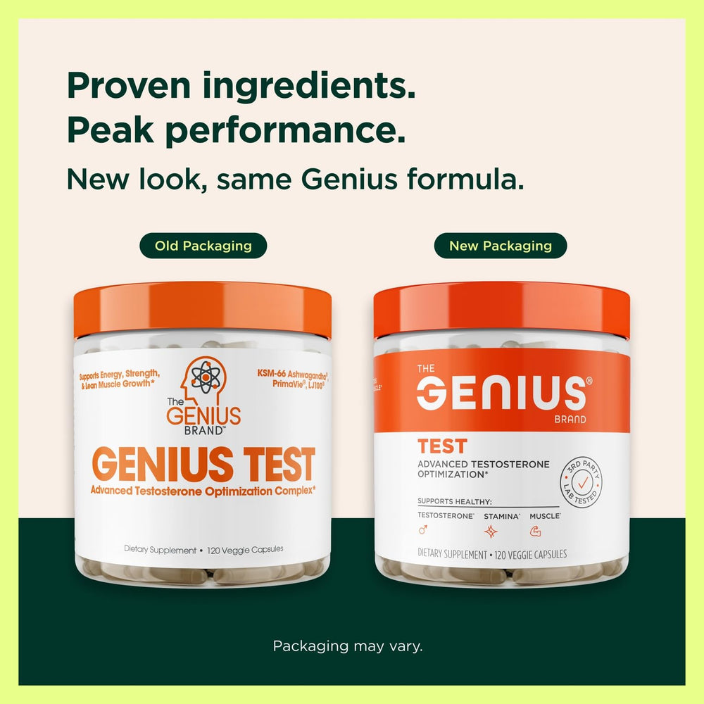 The Genius Brand Genius Test packaging display conveys value and clarity.