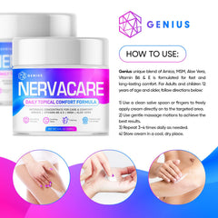 GENIUS CURE Nervacare non-greasy formula won’t stain clothing.