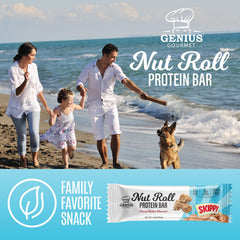 Genius Gourmet SKIPPY bar ingredients highlight peanut butter goodness.