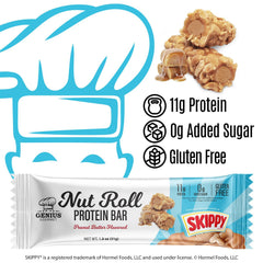 Genius Gourmet SKIPPY bar offers no added sugar with bold peanut flavor.