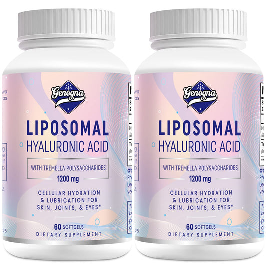 Genogna liposomal hyaluronic acid bottle showing hydration potential
