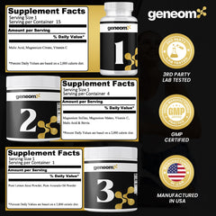 Geneomx third-party lab testing seal confirms purity and potency.