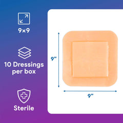 Gentell Select bordered dressing closeup highlights absorbent foam for exudate management