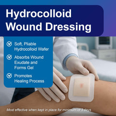 Close-up of Dermatell hydrocolloid wafer absorbing fluid and forming gel