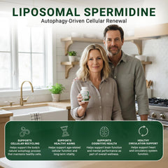GenuinePurity liposomal spermidine bottle pour for easy daily use and dosing.