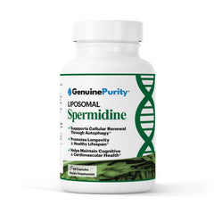 GenuinePurity liposomal spermidine 8mg bottle promotes cellular renewal and healthy aging.