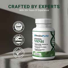GenuinePurity NMNH bottle with serving cup signals daily wellness routine