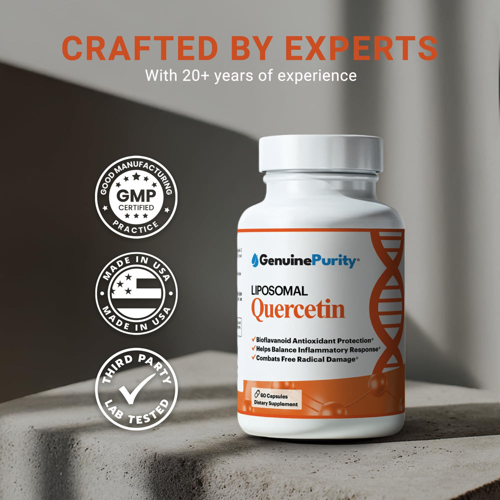 GenuinePurity vegan gluten-free symbol highlights plant-based wellness option.