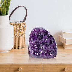 Geodora amethyst crystal cluster for mindful display and ambient color