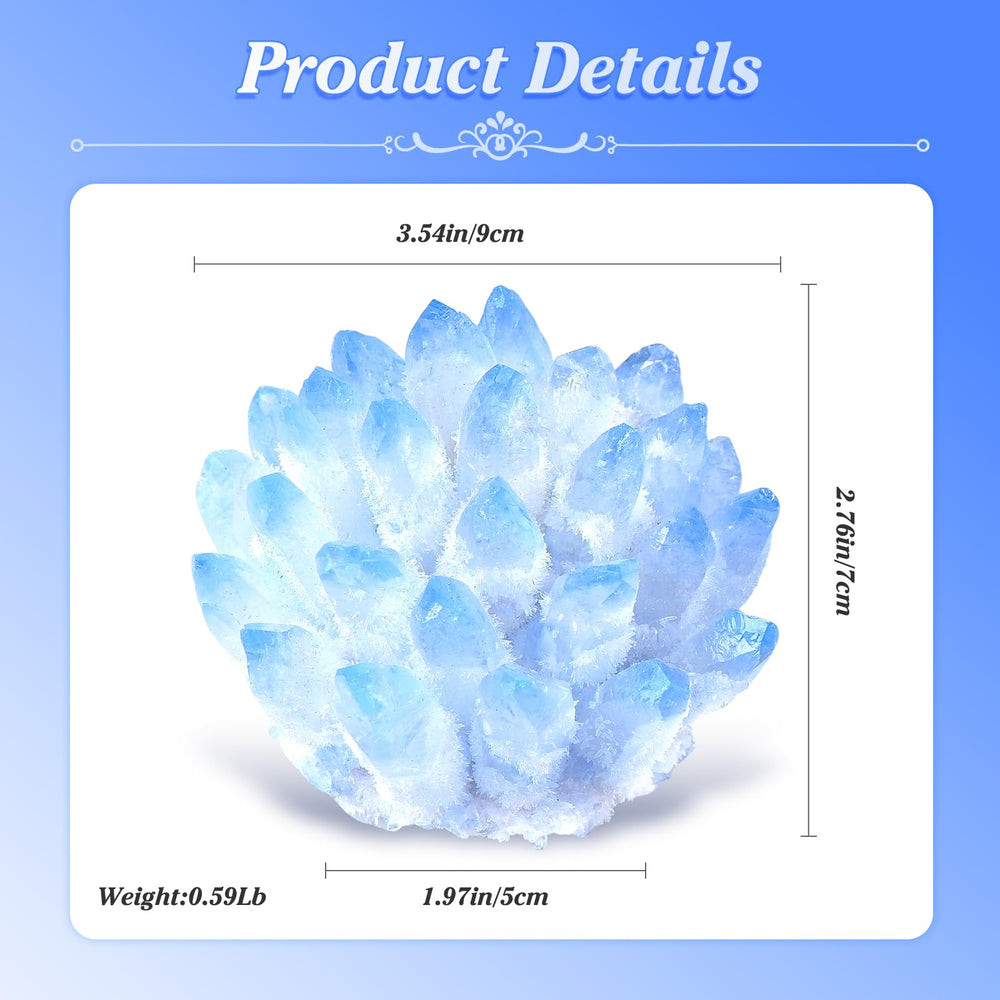 Geodora blue quartz prism cluster enhances tranquil living spaces.