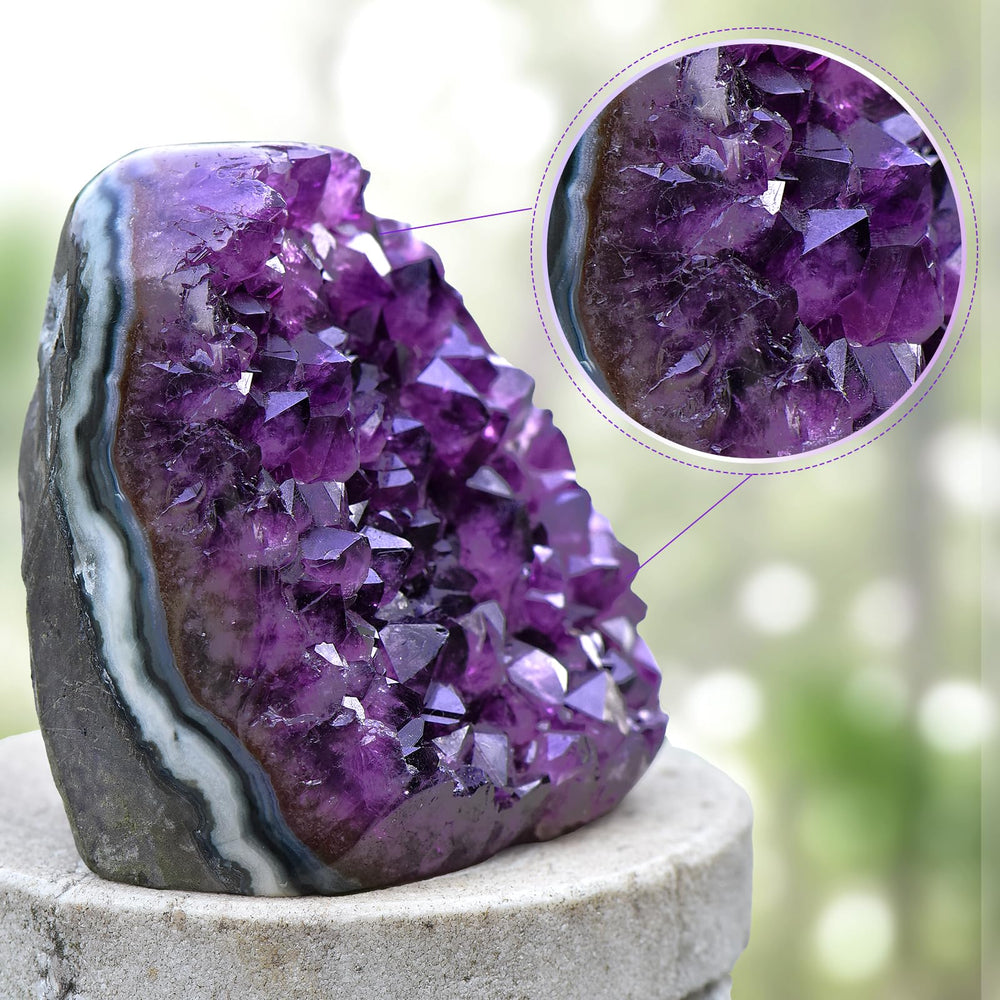 Geodora purple crystal decor elevates office ambiance and personal spaces