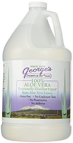 George's Aloe Vera is poured into a glass for neutral flavor drinks.
