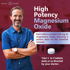 GeriCare bottle label close-up showing dosage and ingredients.