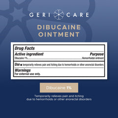 Five-pack of GeriCare dibucaine hemorrhoid ointment tubes.