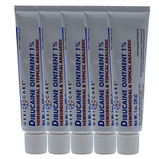 GeriCare Dibucaine hemorrhoid ointment tube provides fast analgesia.