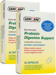 GeriCare Probiotic Digestive Support bottle front promotes daily gut balance