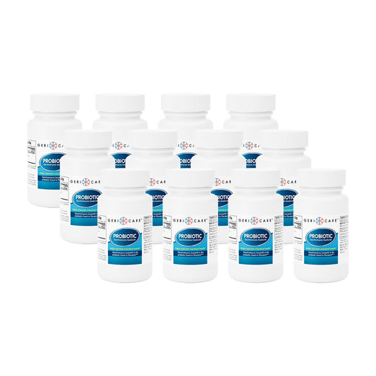 GeriCare S. Boulardii bottle close-up supports gut balance.