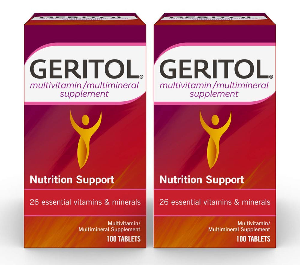 Geritol balance multivitamin bottle front view for daily wellness support.
