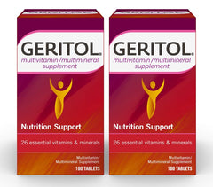 Geritol balance multivitamin bottle front view for daily wellness support.