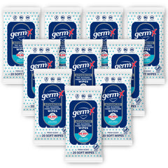 Germ-X Advanced Hand Sanitizer Wipes pack open for on-the-go use.