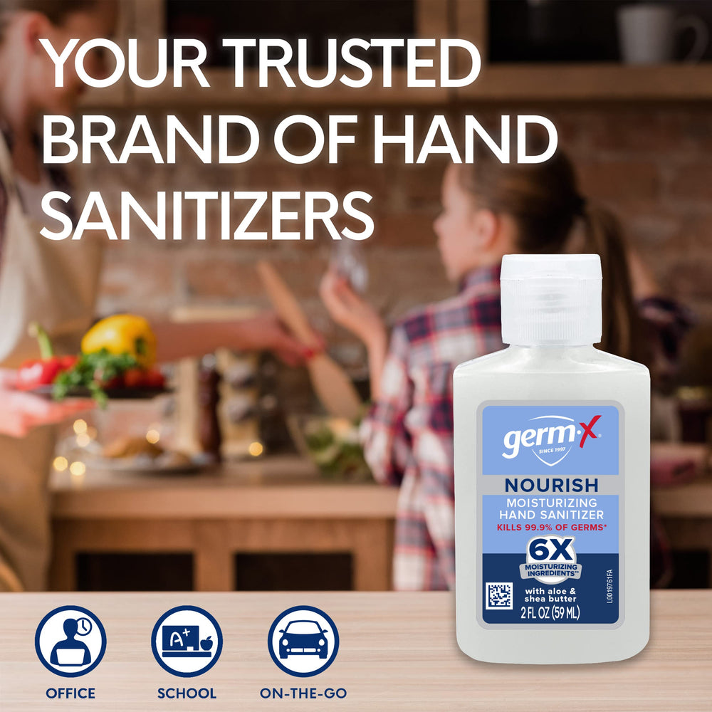 Germ-X Nourish Aloe: soothing hydration while eliminating germs in seconds.