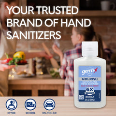 Germ-X Nourish Aloe: soothing hydration while eliminating germs in seconds.