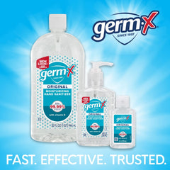 Germ-X 4-pack on counter, ready for quick sanitizing in common areas