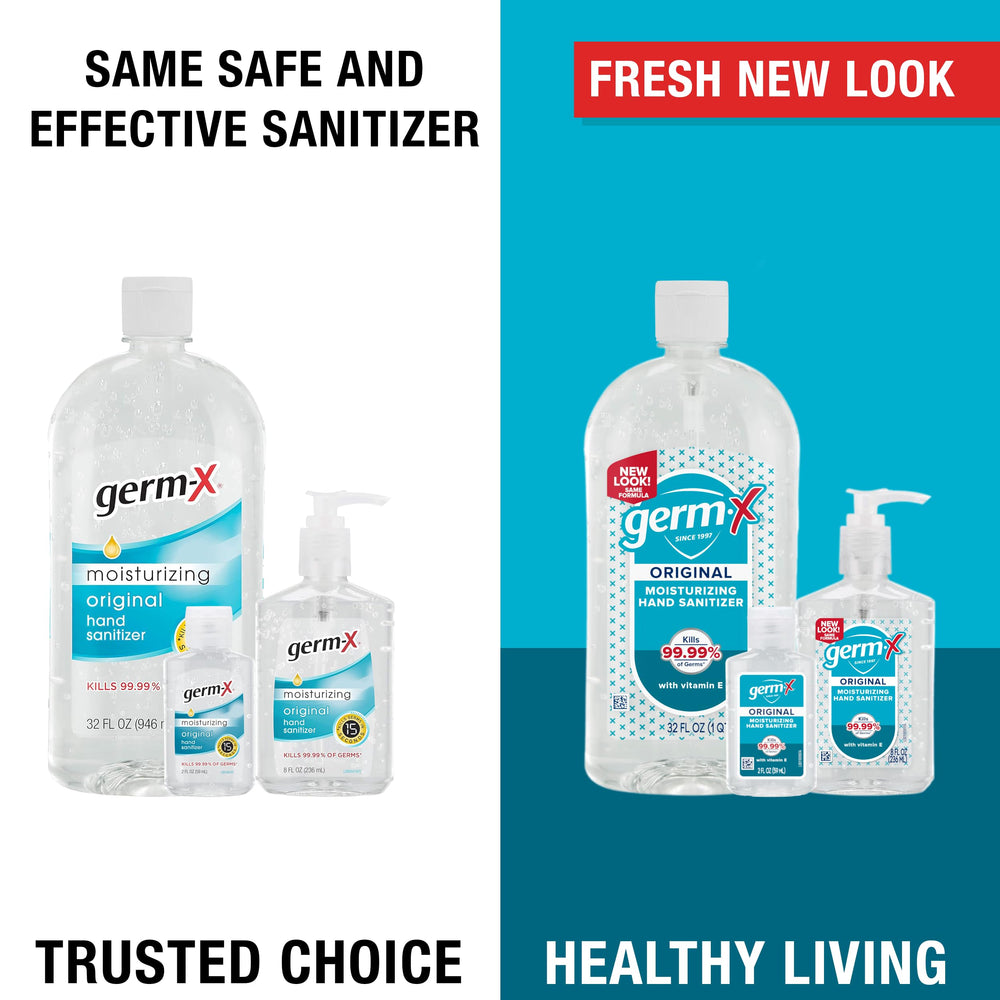 Germ-X Original vitamin E moisturizing formula softens hands after use.