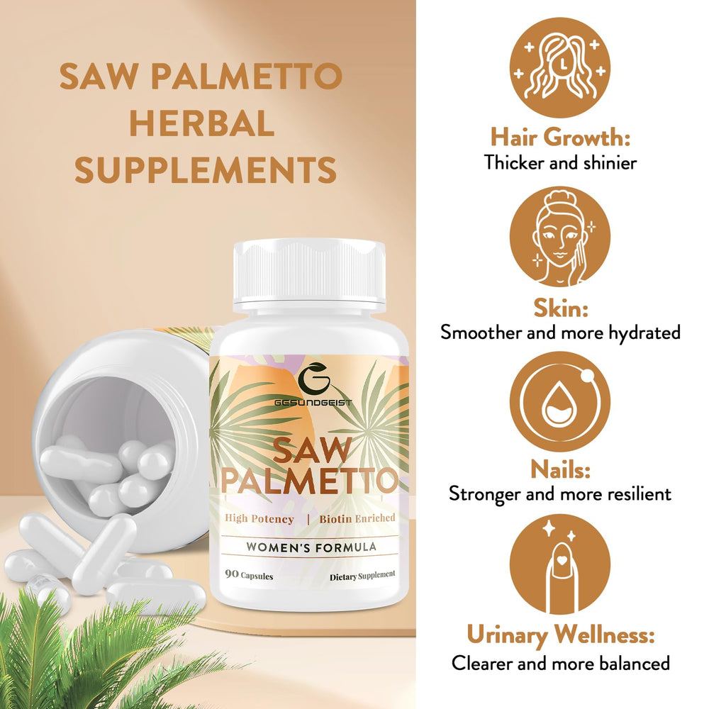Gesundgeist Saw Palmetto organic ingredients panel emphasizes purity.