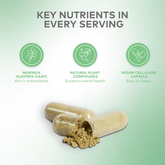 GET Supplements Moringa packaging shot emphasizes non-GMO, additive-free formula for clean daily use.