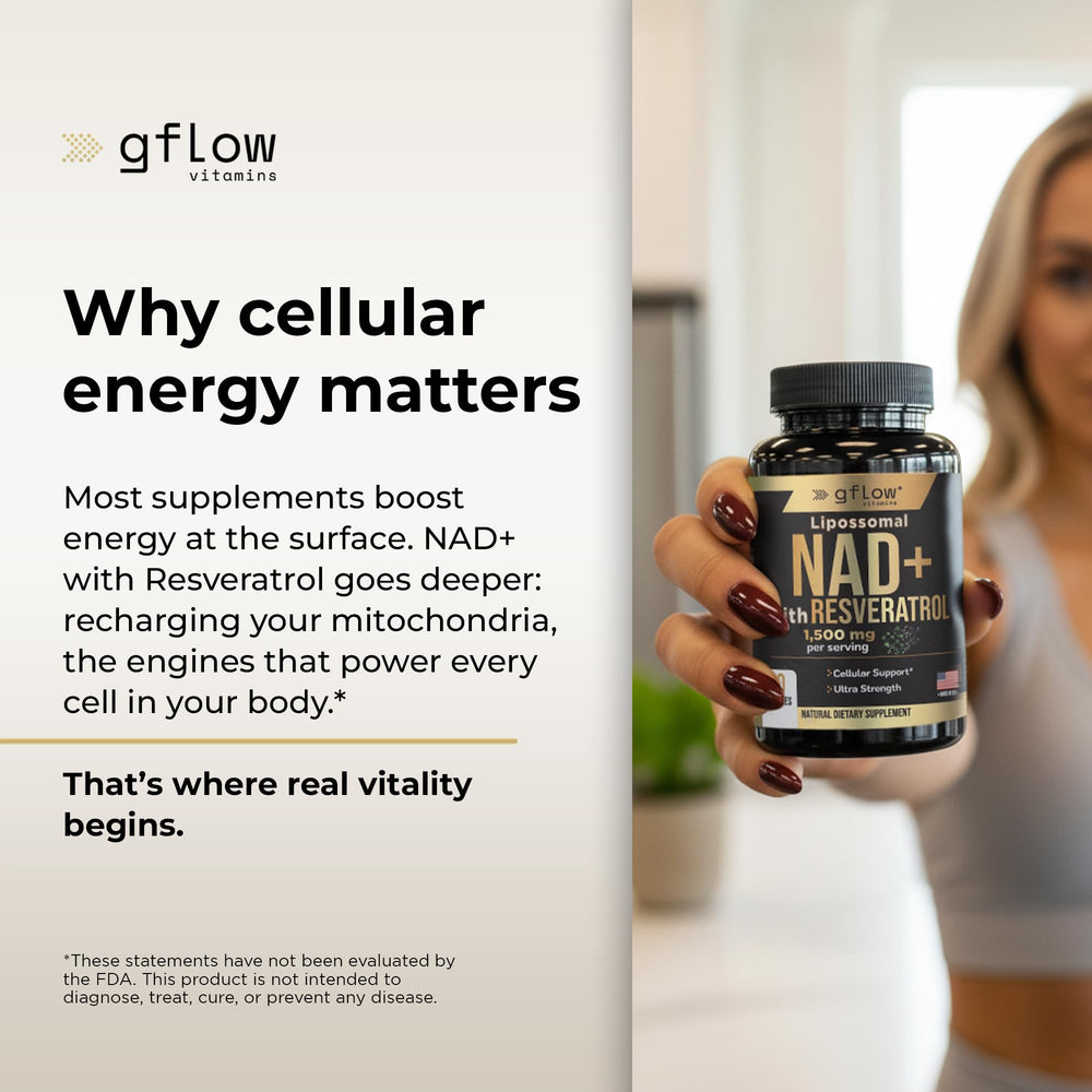 gflow NAD+ capsules closeup showcases easy-to-swallow soft gels