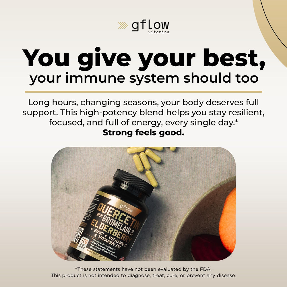 Gflow Vitamin D3 immune support capsules on label